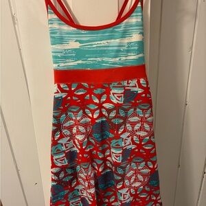 lola Red and Aqua Geometric Sundress